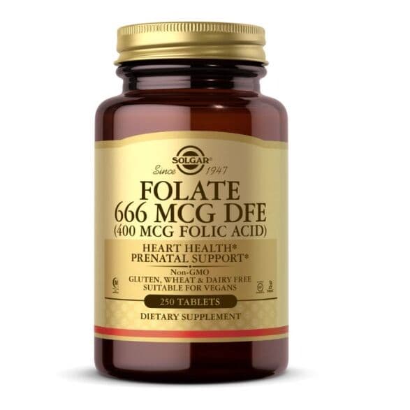 SOLGAR Folate 666 mcg DFE (400 mcg Folic Acid) (250 tabletten)