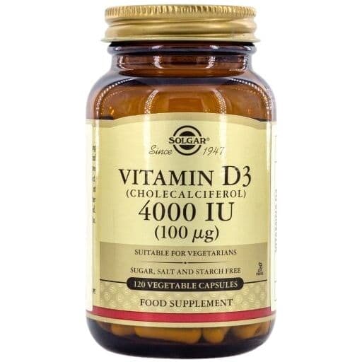 SOLGAR Vitamin D3, 4000 IU, 100 mcg (120 v-capsules)