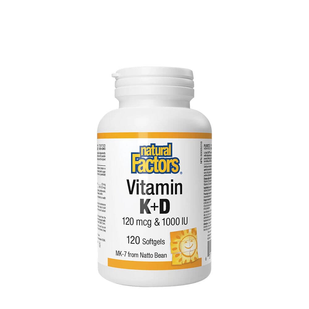 Natural Factors Vitamin K+D 120 mcg & 1000 IU (120 Softgels)