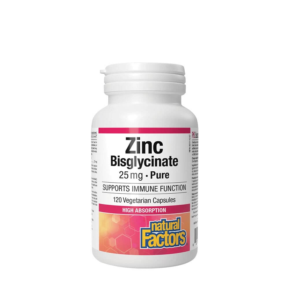 Natural Factors Zinc Bisglycinate 25 mg – 120 Capsules