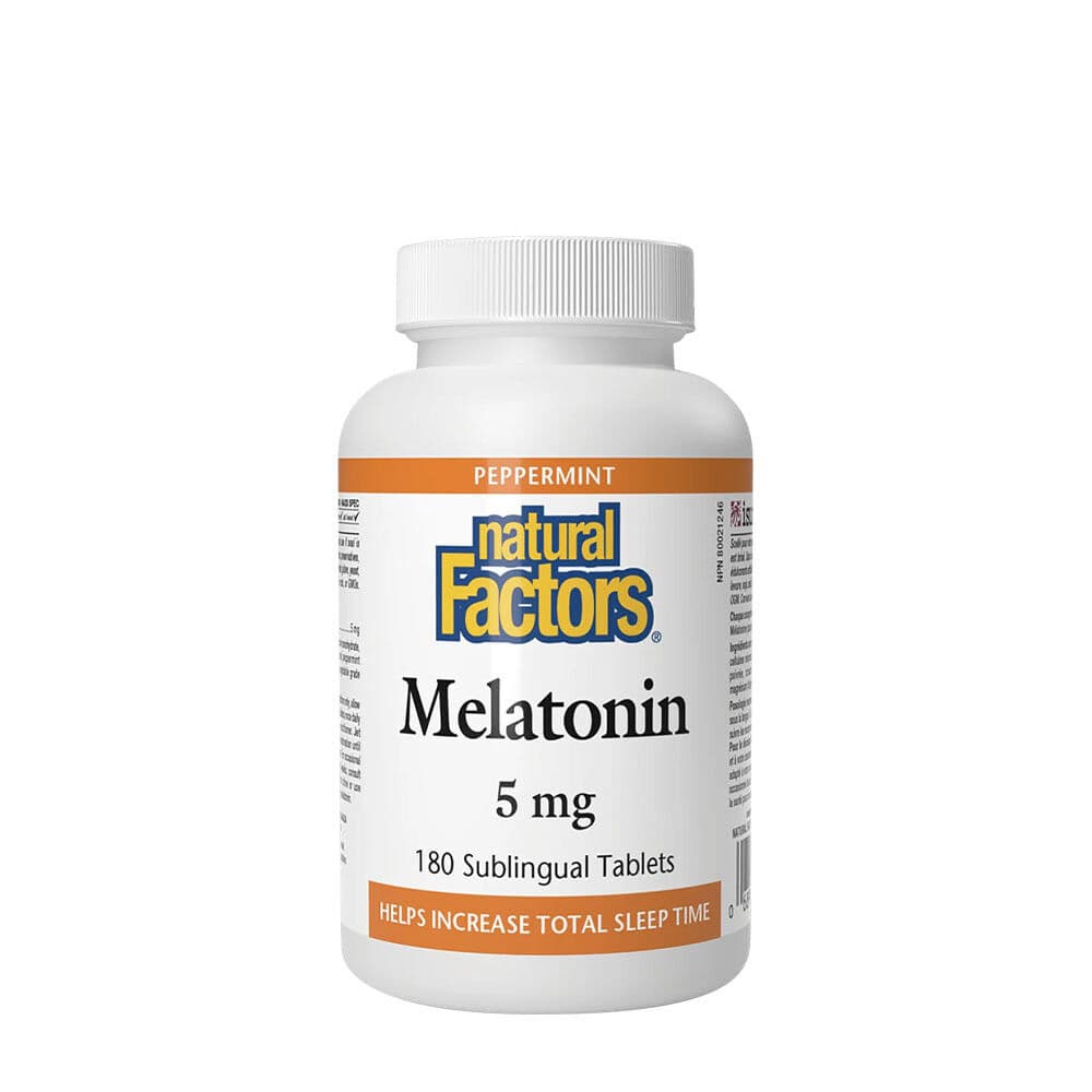 Natural Factors Melatonin 5 mg (180 tabletter, Peppermint)
