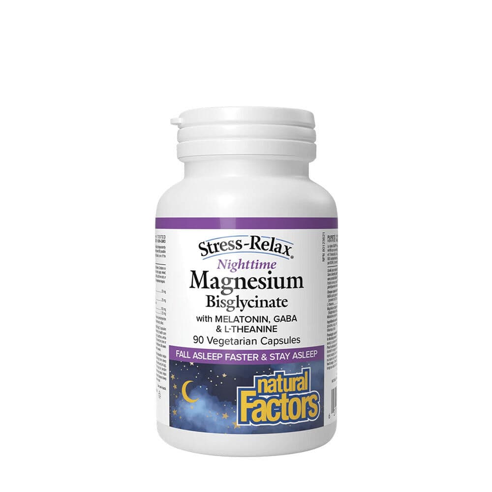Natural Factors Stress-Relax Nighttime Magnesium Bisglycinate (90 kapsler)