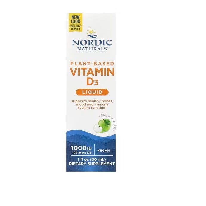Plant-Based Vitamin D3 Liquid, 1000 IU Apple - 30 ml.