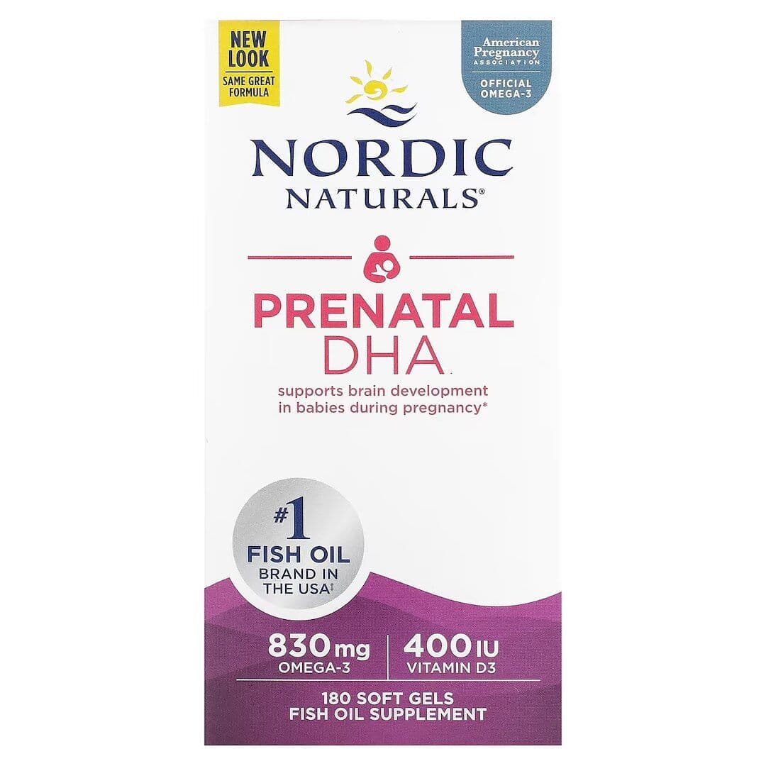 Prenatal DHA, 830mg Omega-3 + 400 IU D3 Unflavored (EAN 768990017483) - 180 softgels