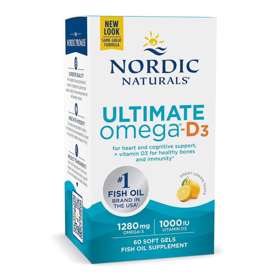 Ultimate Omega-D3 Fish Oil, 1280mg Lemon – 60 softgels