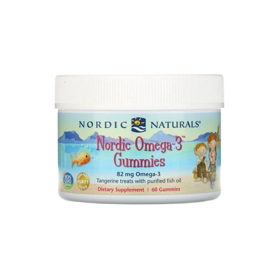 Nordic Omega-3 Gummies, 82mg Tangerine Treats - 60 gummies