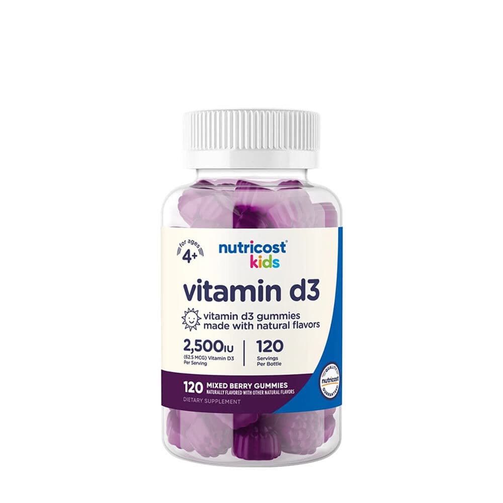 Nutricost Kids Vitamin D3 gummies (120 gummies, Mixed Berry)
