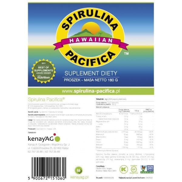KENAY Spirulina Pacifica pulver (180 g / 6,3 oz.)