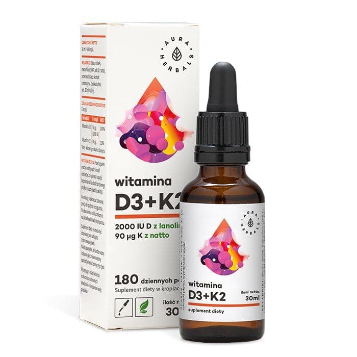 AURA HERBALS Vitamin D3, 2000 IU + K2 (30 ml / 1 fl. oz.)