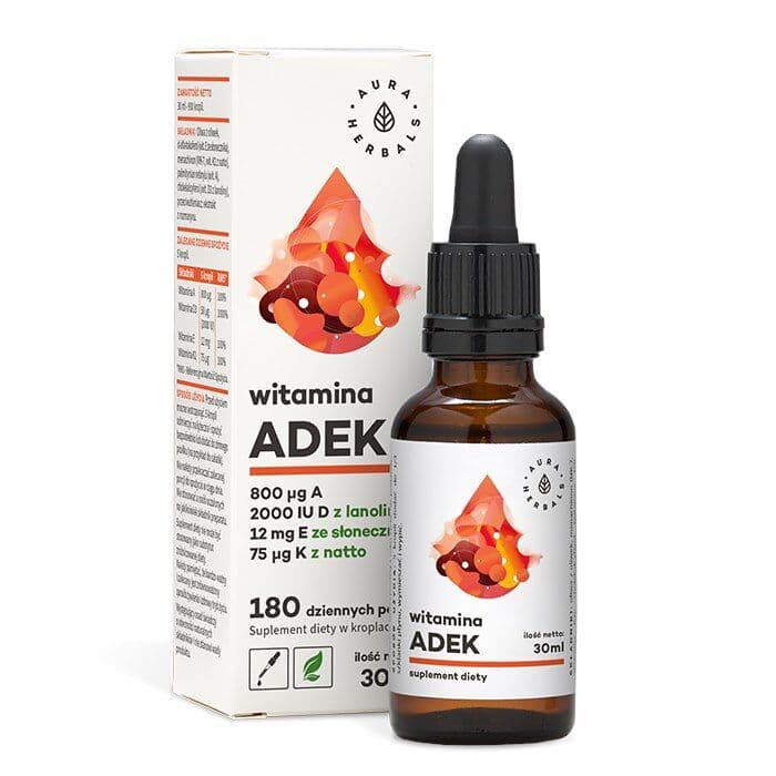 AURA HERBALS Vitamin ADEK, A + D3 2000IU + E + K2 (30 ml / 1 fl. oz.)
