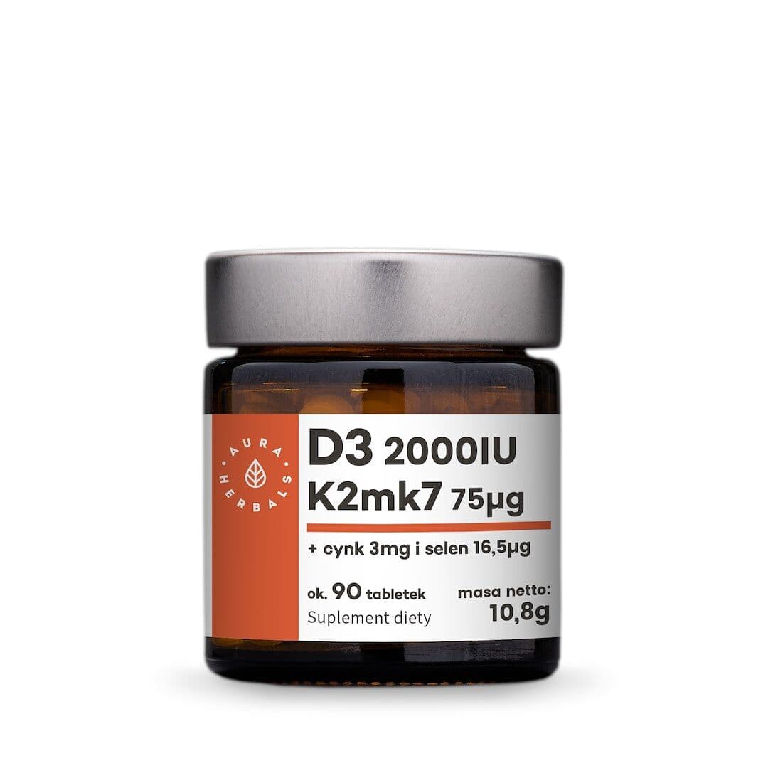 AURA HERBALS Vitamin D3 + K2 + Zinc + Selenium (90 tabletter)