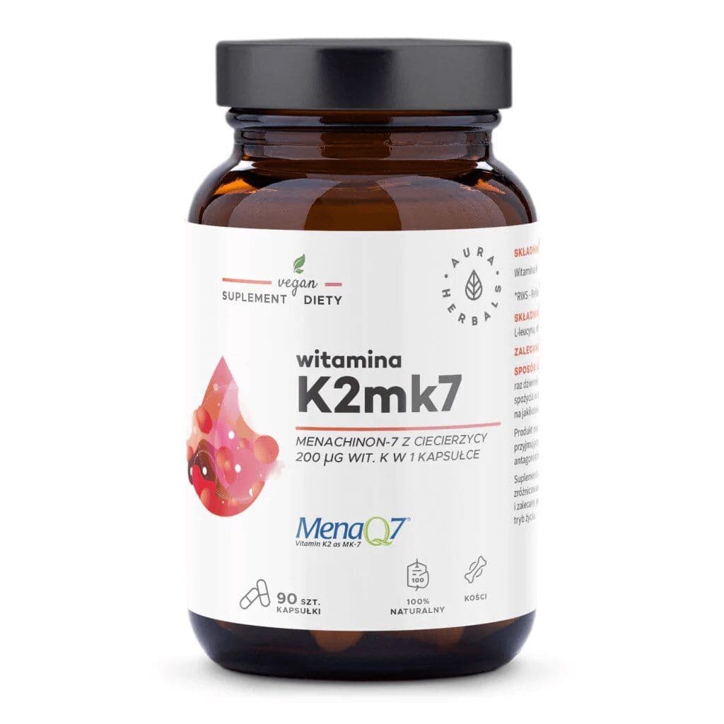 AURA HERBALS Vitamin K2 MK7, 200 mcg (90 kapsler)