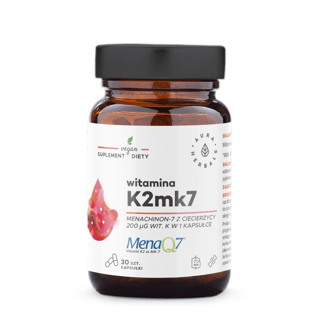 AURA HERBALS Vitamin K2 MK7, 200 mcg (30 kapsler)