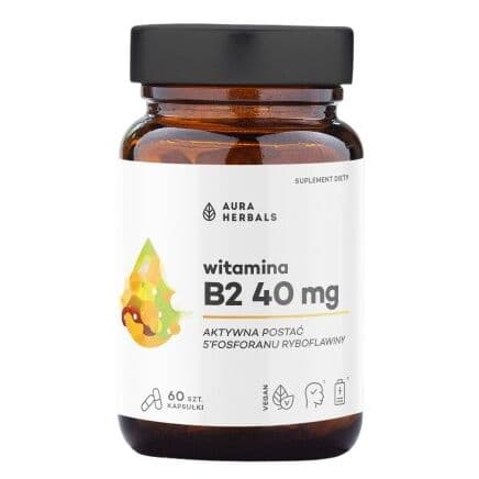 AURA HERBALS Vitamin B2 R-5-P 40 mg riboflavin (60 kapsler)