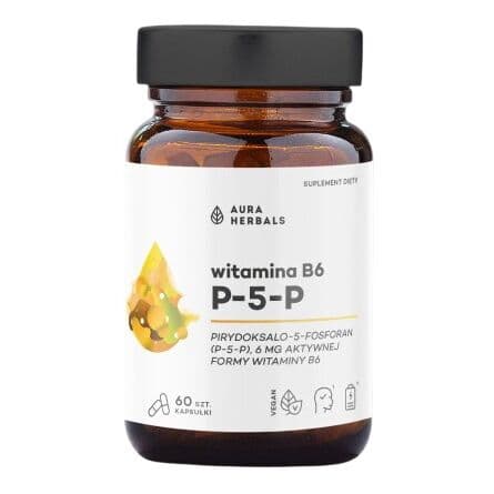 AURA HERBALS Vitamin B6 P-5-P 6 mg (60 kapsler)