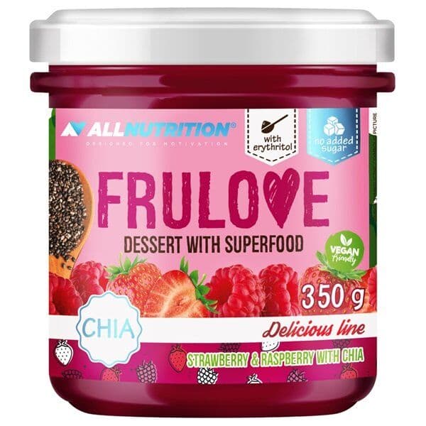 Frulove Dessert with Superfood, Strawberry & Raspberry with Chia – 350g