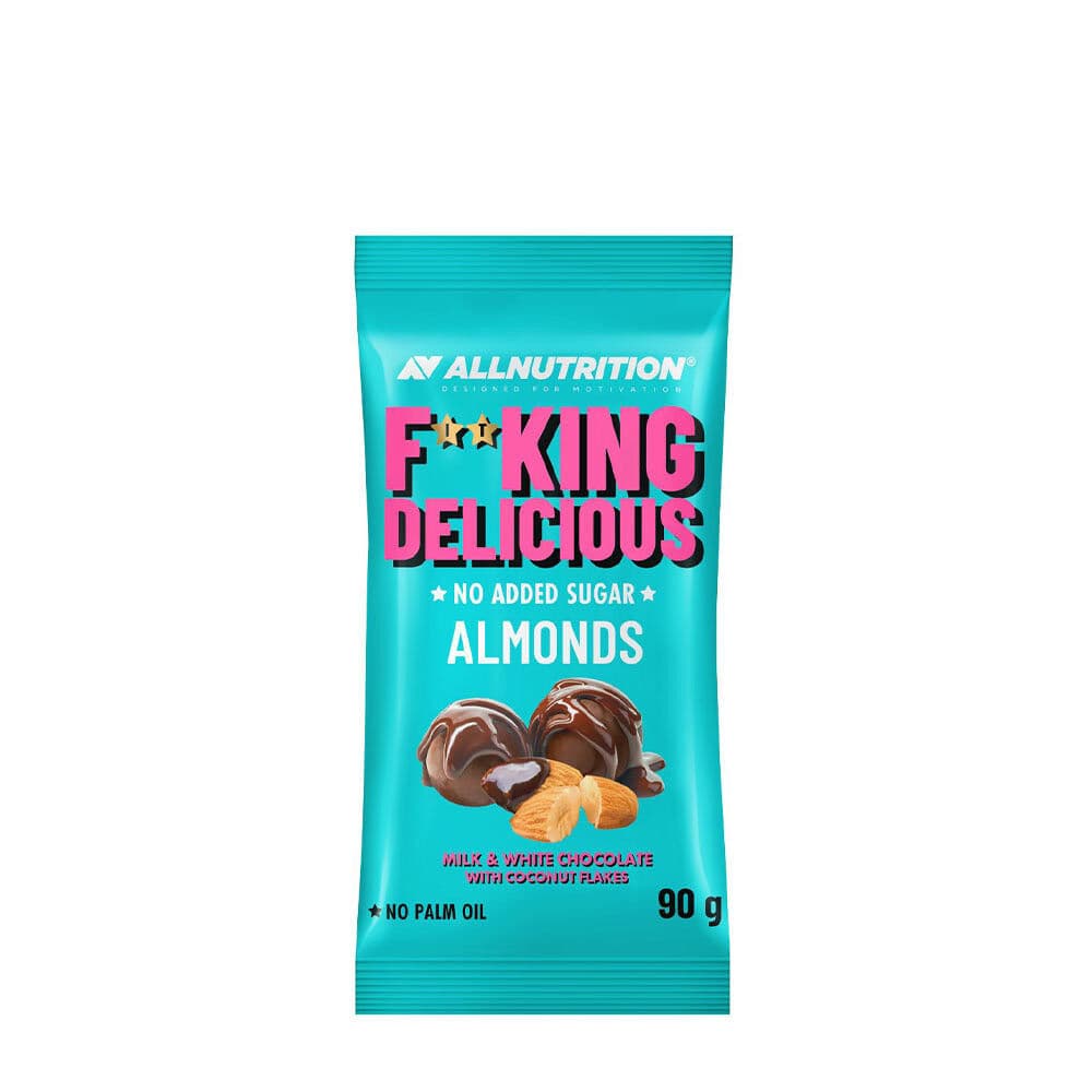 ALLNUTRITION Fitking Delicious Almonds (90 g, Milk & white chocolate with coconut flakes)