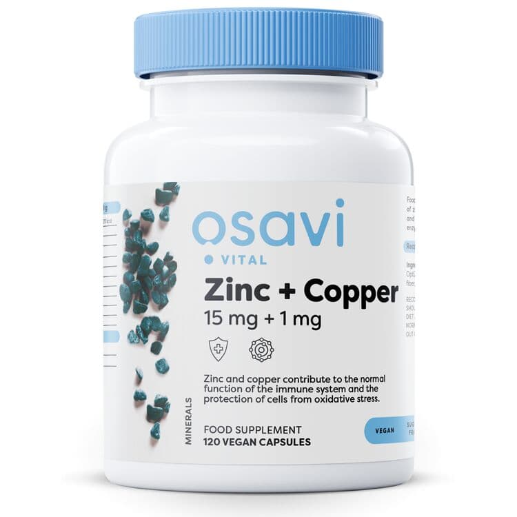 Zinc + Copper, 15mg + 1mg – 120 vegan caps