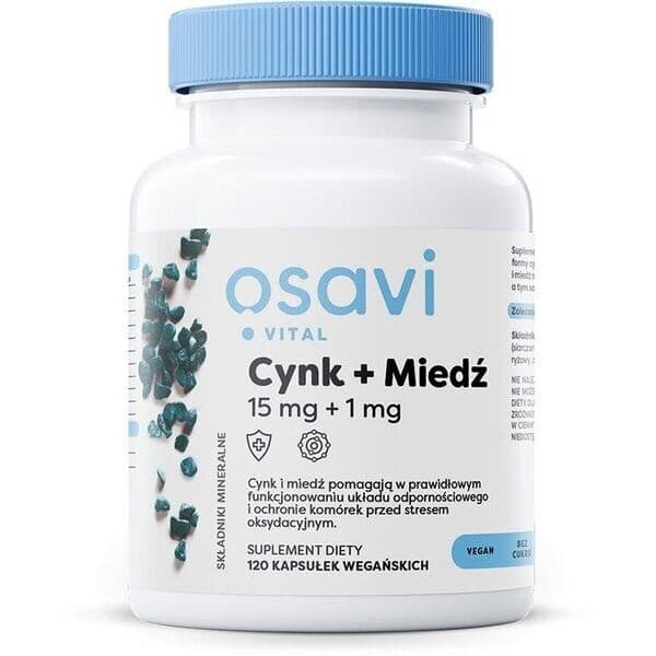 OSAVI Zinc + Copper, 15 mg + 1 mg (120 vcaps)