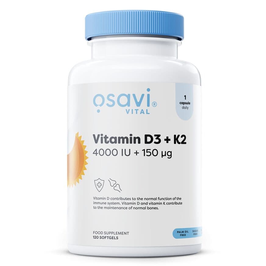 Vitamin D3 + K2, 4000IU + 150mcg – 120 softgels