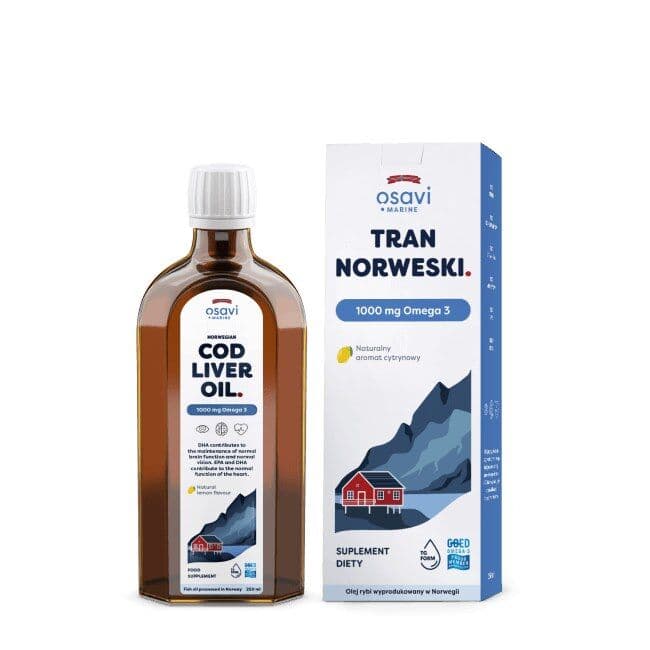 OSAVI Norwegian Cod Liver Oil, 1000 mg – lemon flavor (250 ml / 9 fl. oz.)