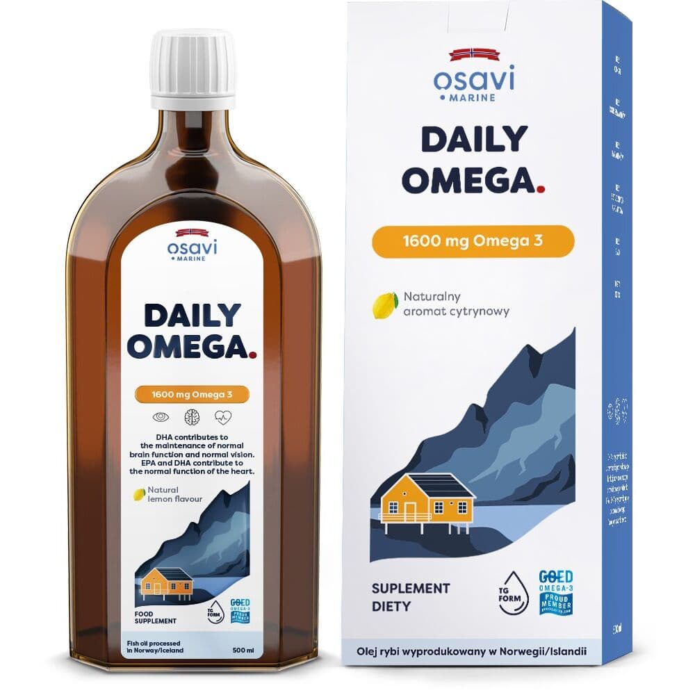 OSAVI Daily Omega 1600 mg, natural lemon flavour (500 ml / 16.9 fl. oz.)
