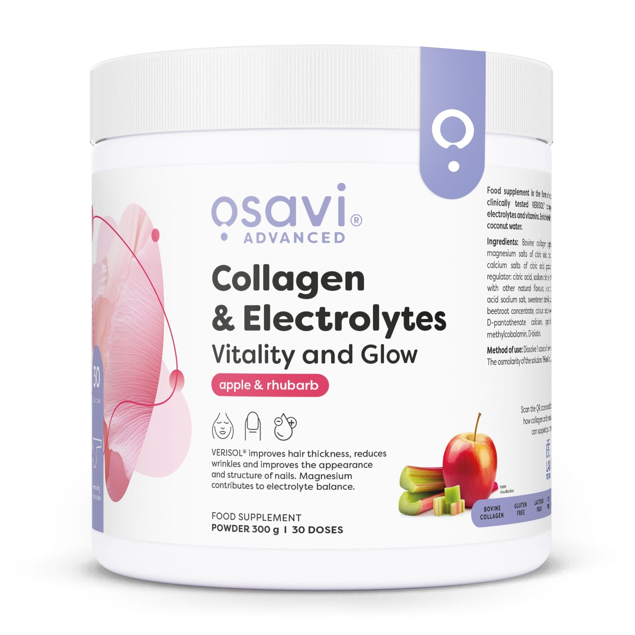Collagen Electrolytes Vitality and Glow, Apple & Rhubarb – 300g