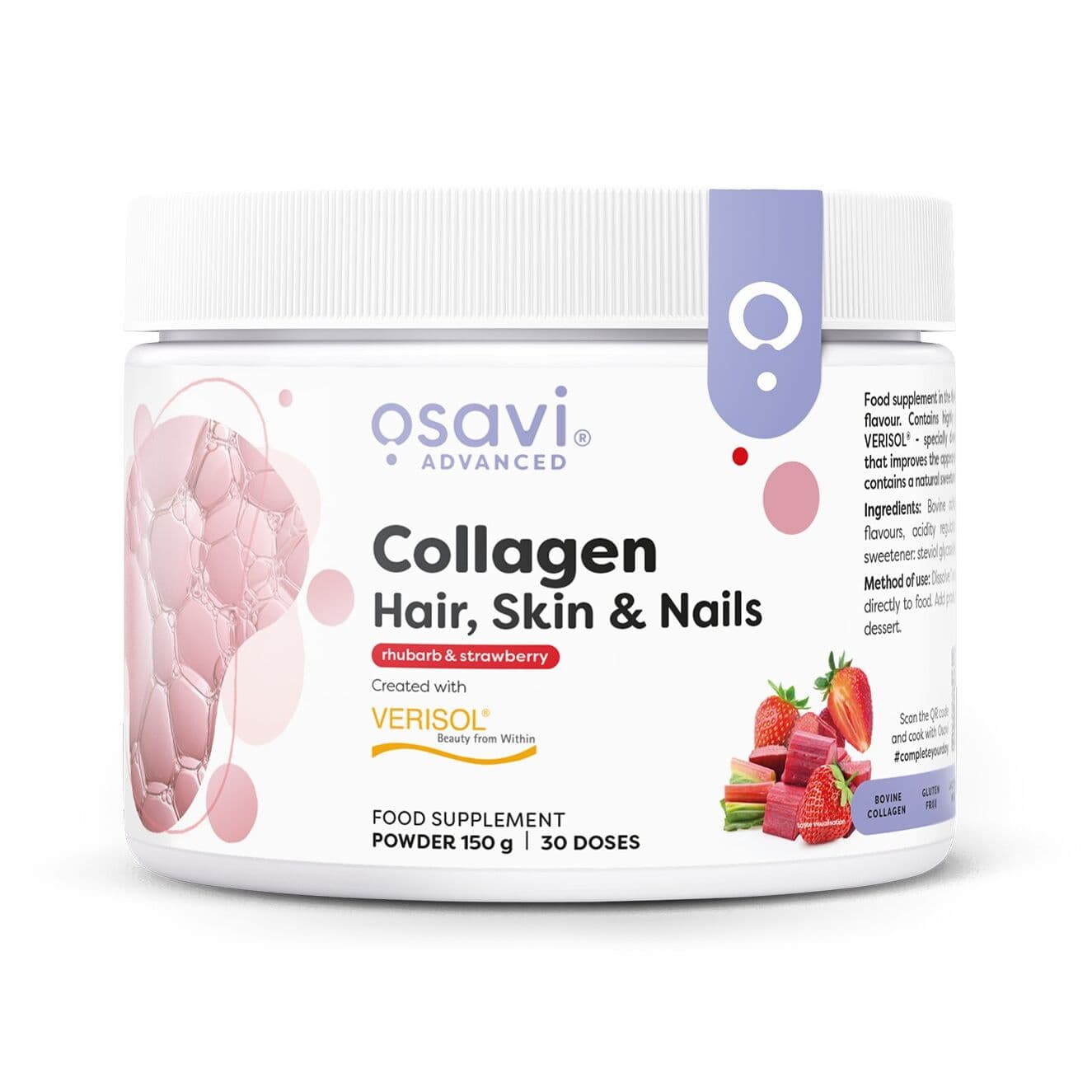Collagen Peptides, Rhubarb & Strawberry – 150g