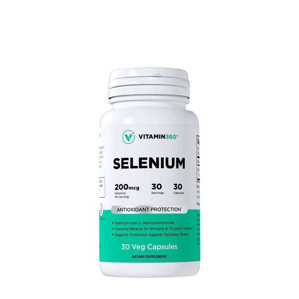 Vitamin360 Selenium 200 mcg – L-selenomethionine, Thyroid Health (30 Veg Capsules)