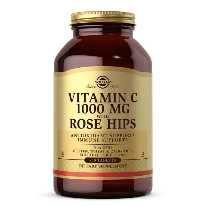 SOLGAR Vitamin C, 1000 mg with Rose Hips (250 tabs)