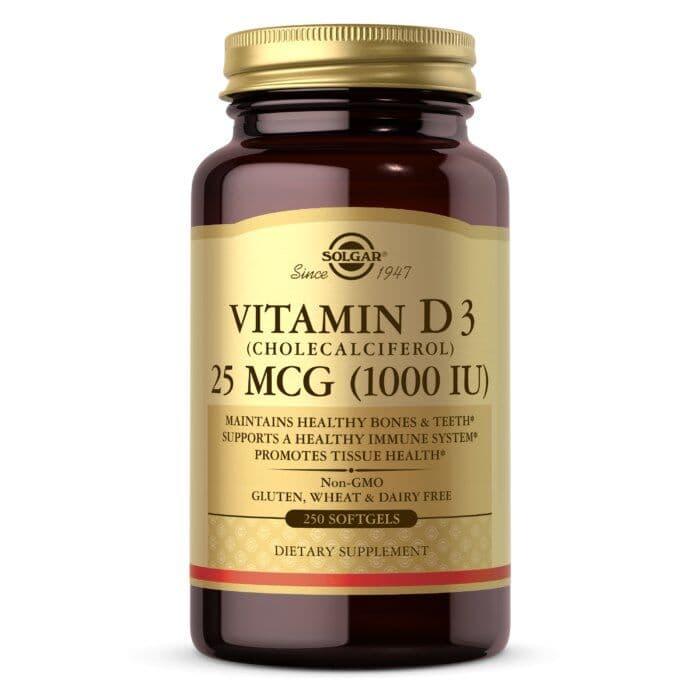 SOLGAR Vitamin D3, 1000 IU, 25 mcg (250 caps)