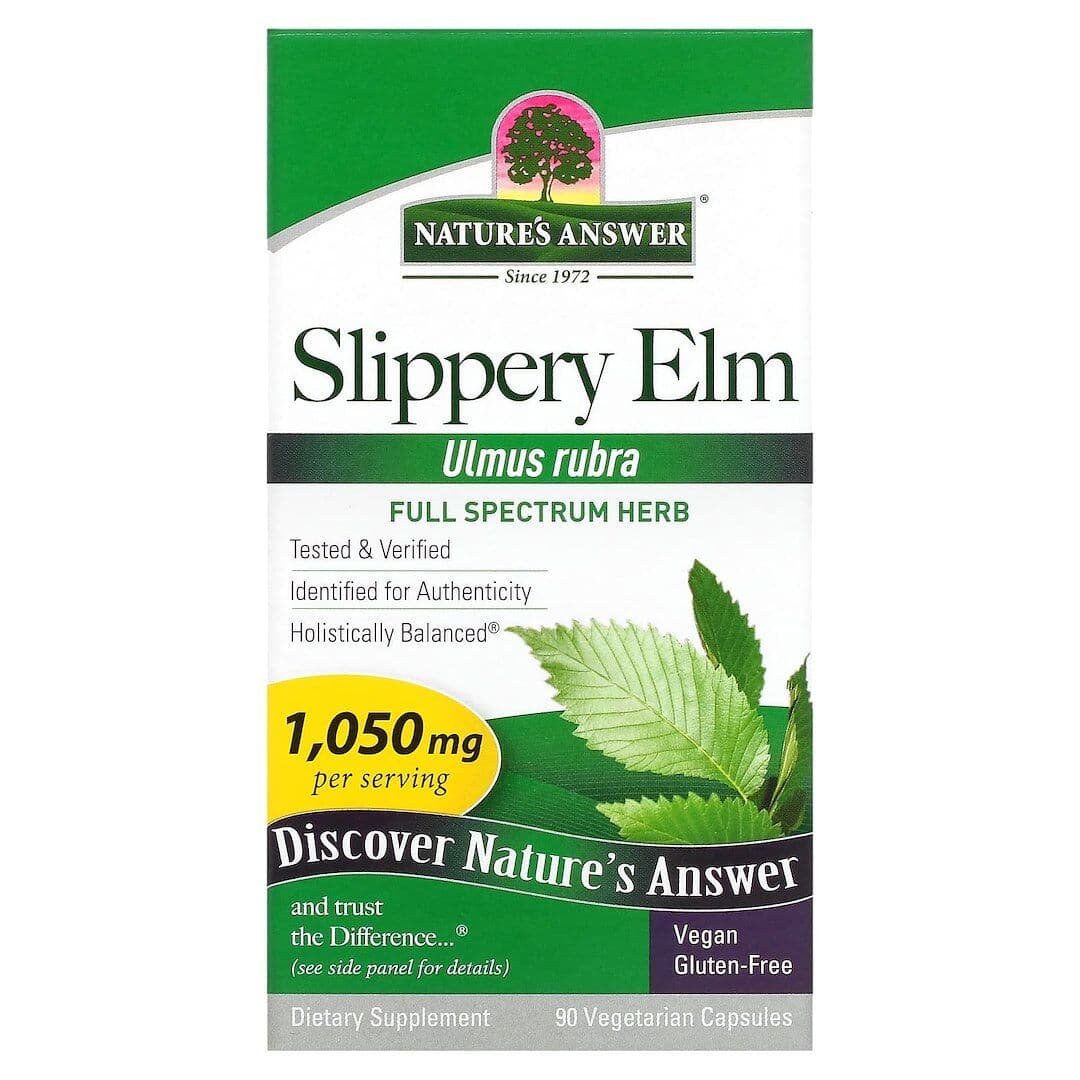 NATURE'S ANSWER Slippery Elm Extract (90 Vegetarian Capsules / 350 mg)