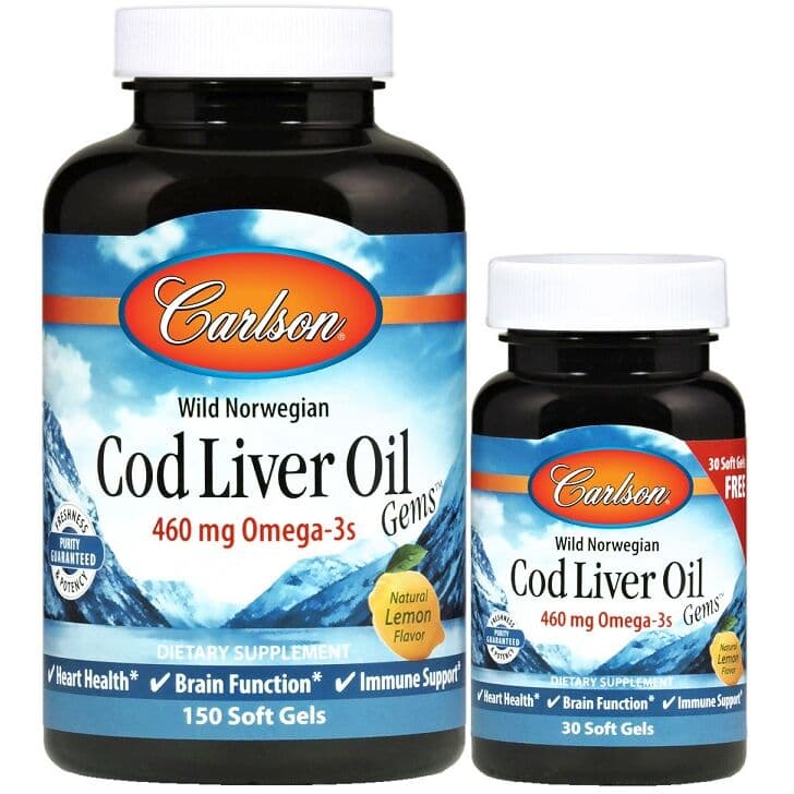 Wild Norwegian Cod Liver Oil Gems, 460mg - 150 + 30 bløde kapsler