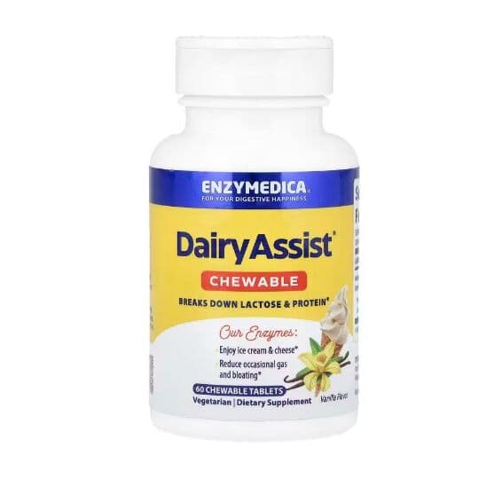 Enzymedica – DairyAssist Chewable, Vanilla – 60 chewable tablets