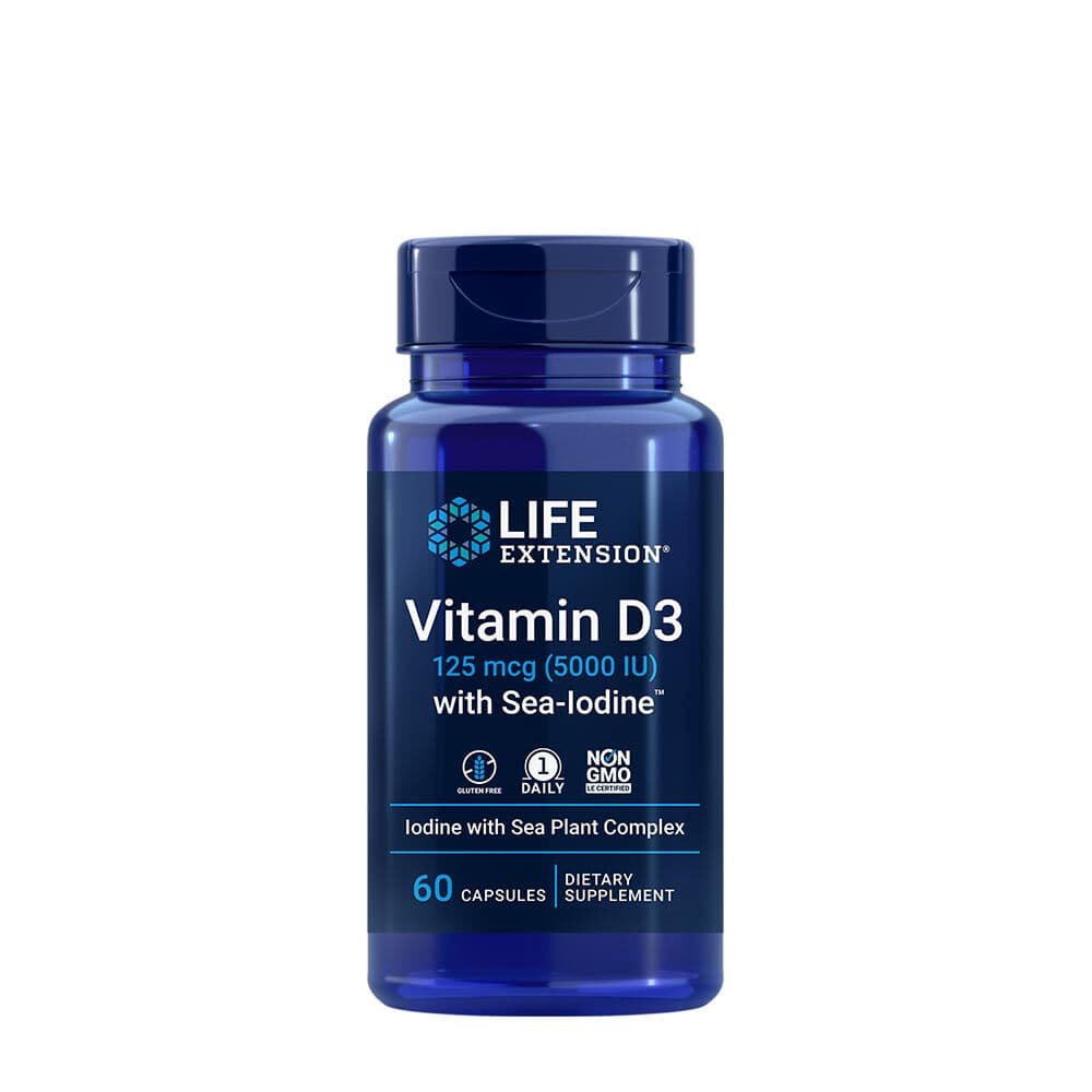 Vitamin D3 with Sea-Iodine, 5000IU – 60 caps