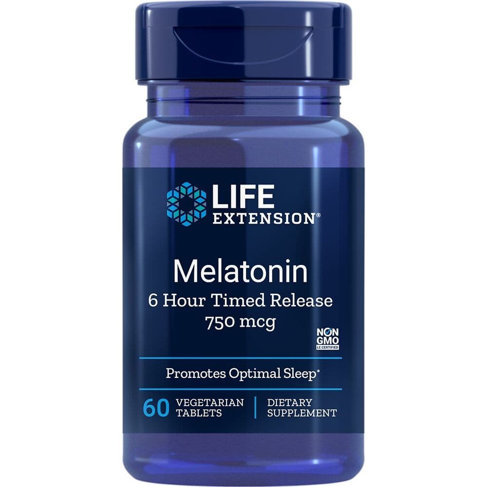 Melatonin 6 Hour Timed Release, 750mcg – 60 vegetarian tabs