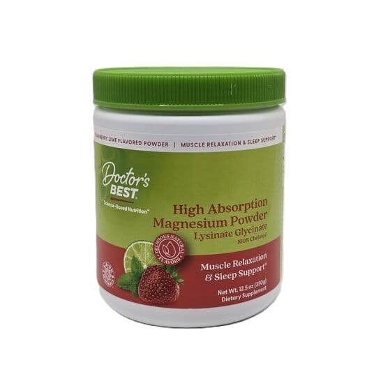 Doctor's Best – High Absorption Magnesium Powder, Strawberry Lime – 350g