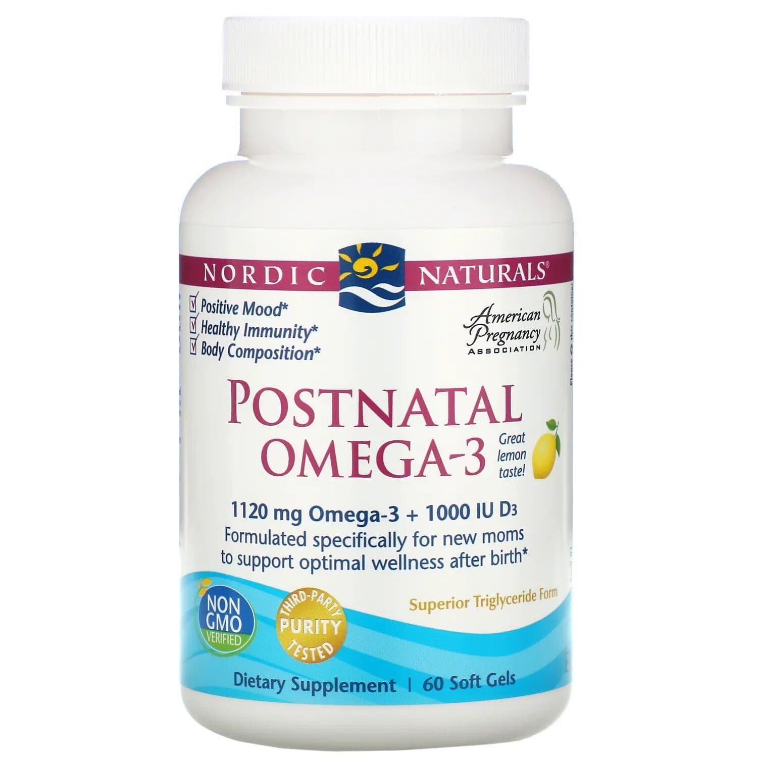 Postnatal Omega-3, 1120mg Lemon - 60 softgels