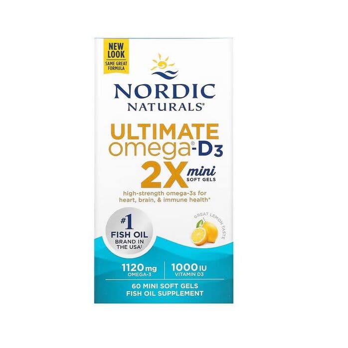 Ultimate Omega 2X Mini with Vitamin D3, 1120mg Lemon - 60 mini softgels