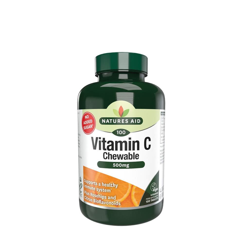 Natures Aid Vitamin C 500mg Chewable - Orange Flavour (100 tabletter)