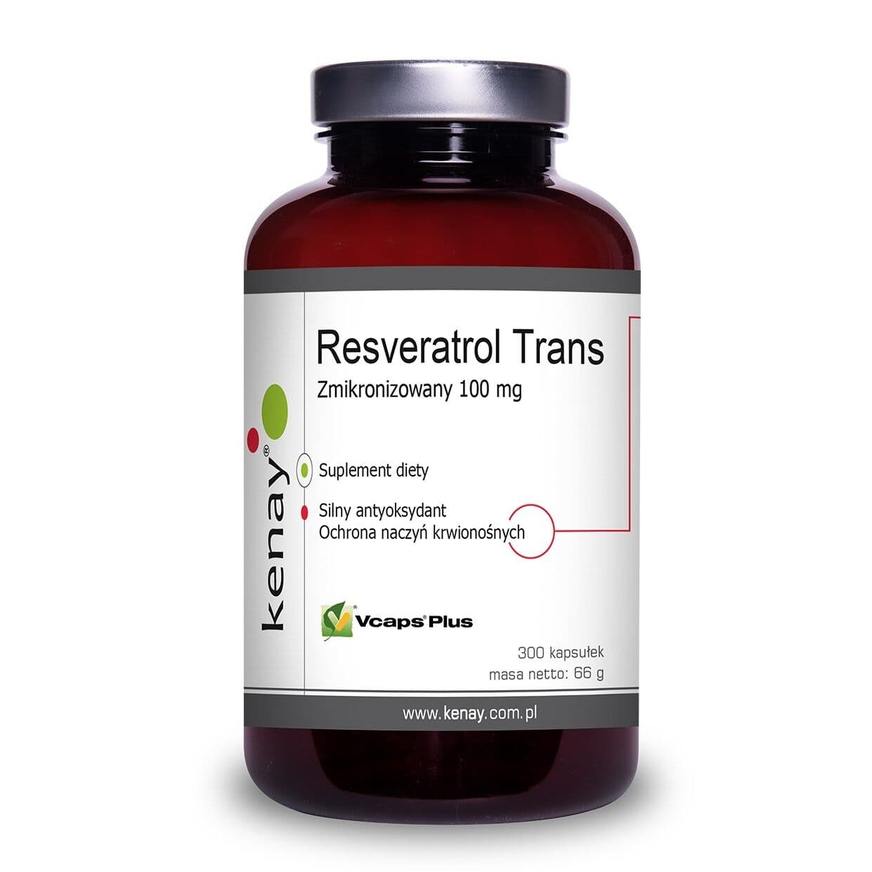 KENAY Resveratrol Trans Micronized, 100 mg (300 kapsler)