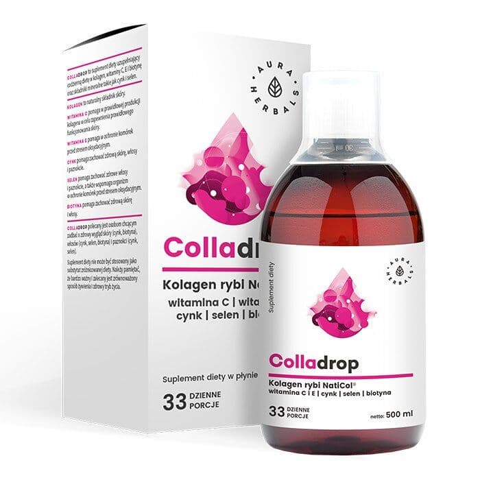 AURA HERBALS Colladrop, Liquid fish collagen + Vitamin C (500 ml / 16,9 fl. oz.)