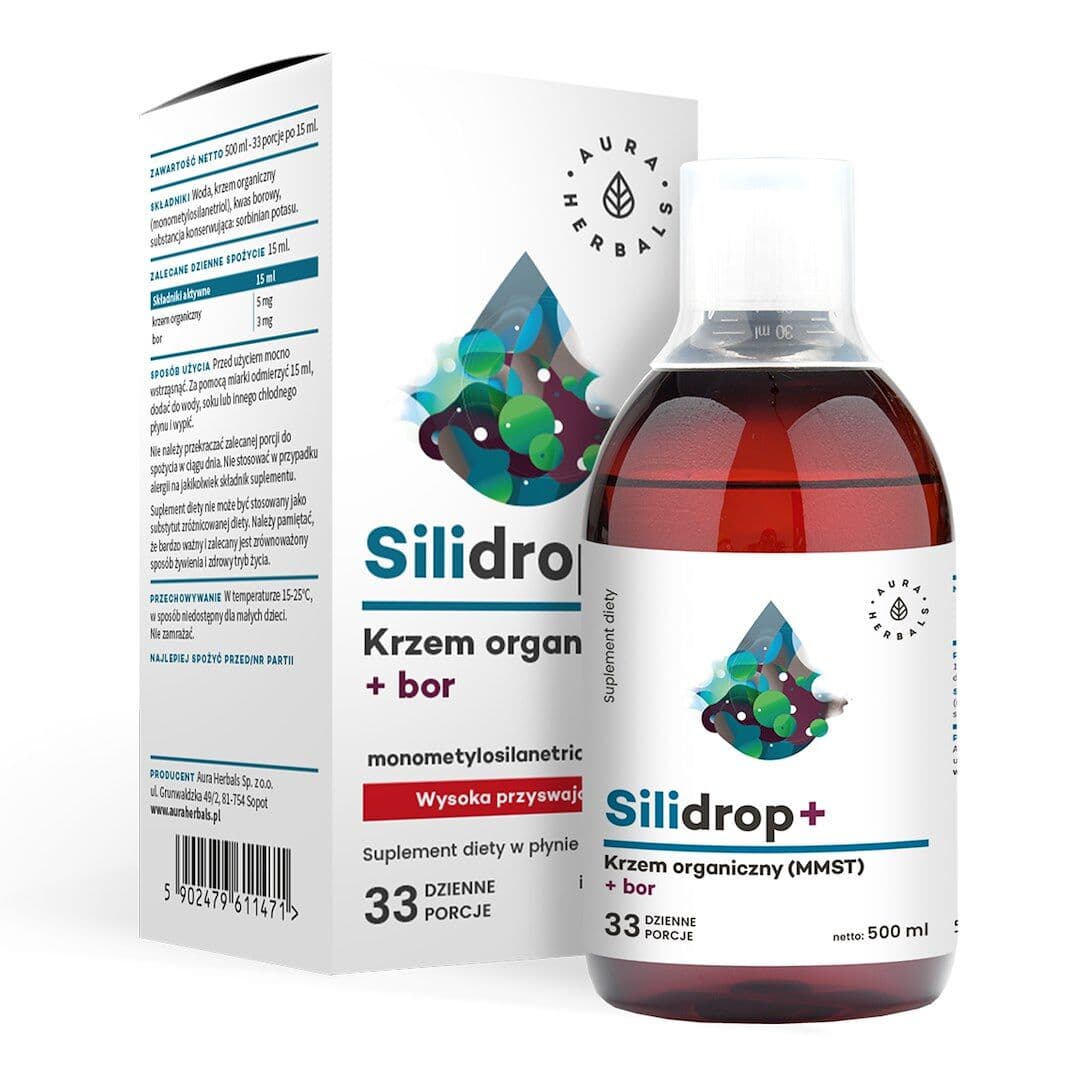 AURA HERBALS Silidrop+, organic silicon MMST + Boron (500 ml / 16,9 fl. oz.)