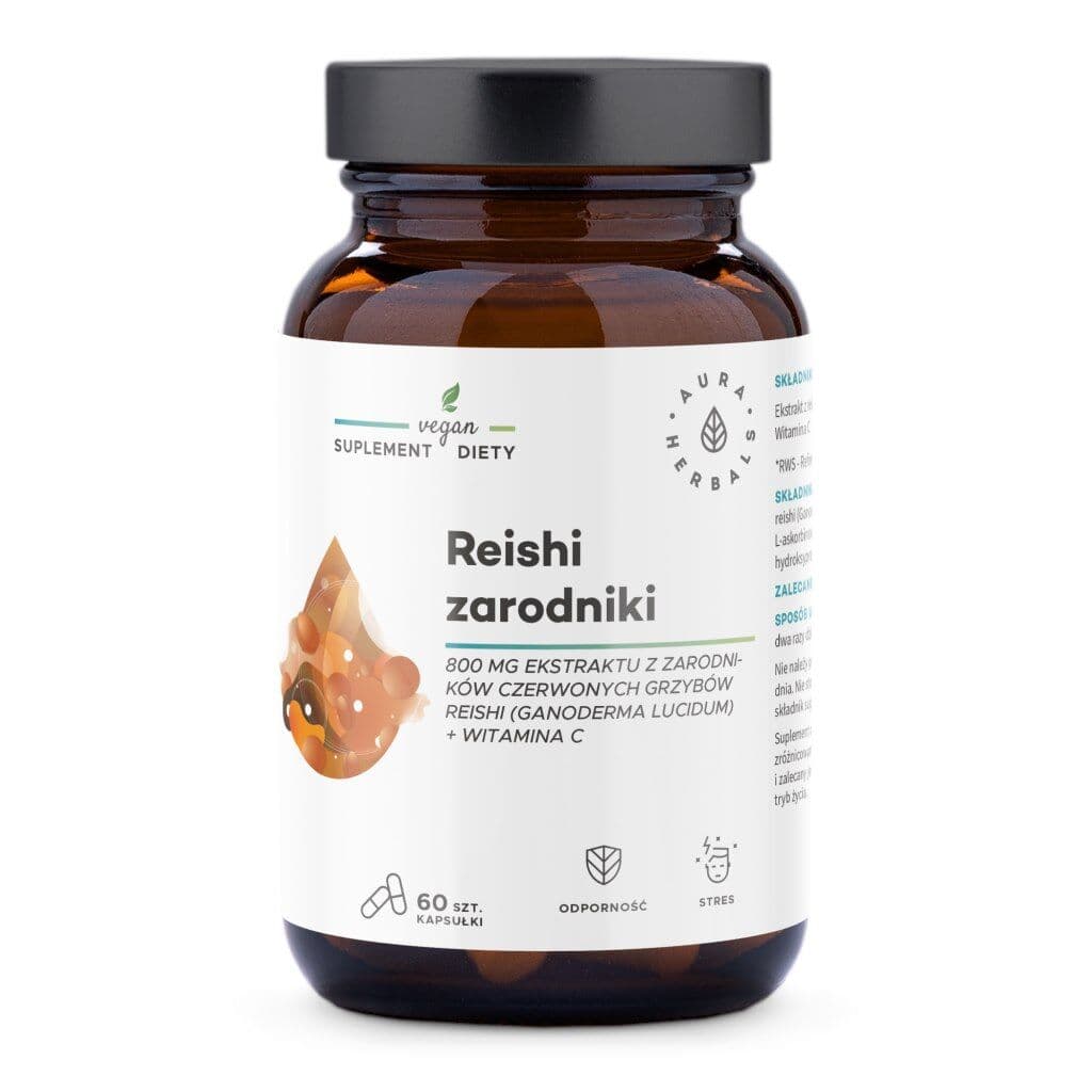 AURA HERBALS Reishi spores, 800 mg + Vitamin C (60 caps)