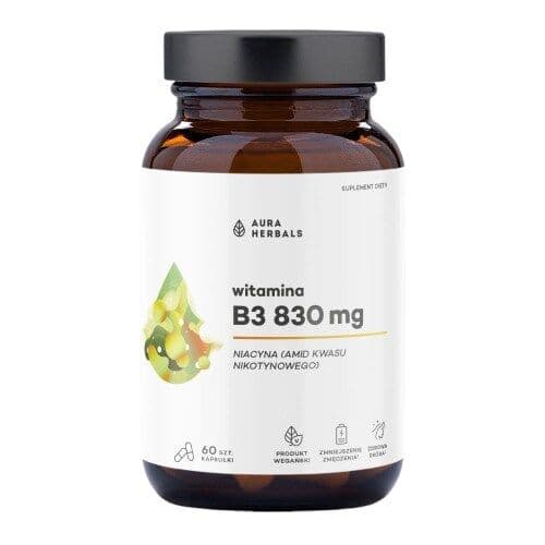 AURA HERBALS B3 830 mg, niacin (60 caps)
