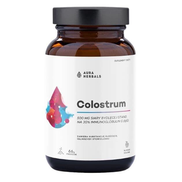 AURA HERBALS Colostrum 500 mg, sweet raspberry (66 g)