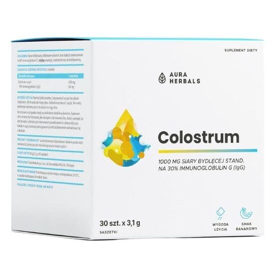 AURA HERBALS Colostrum 1000 mg, banana flavour, sachets (30 pcs.)