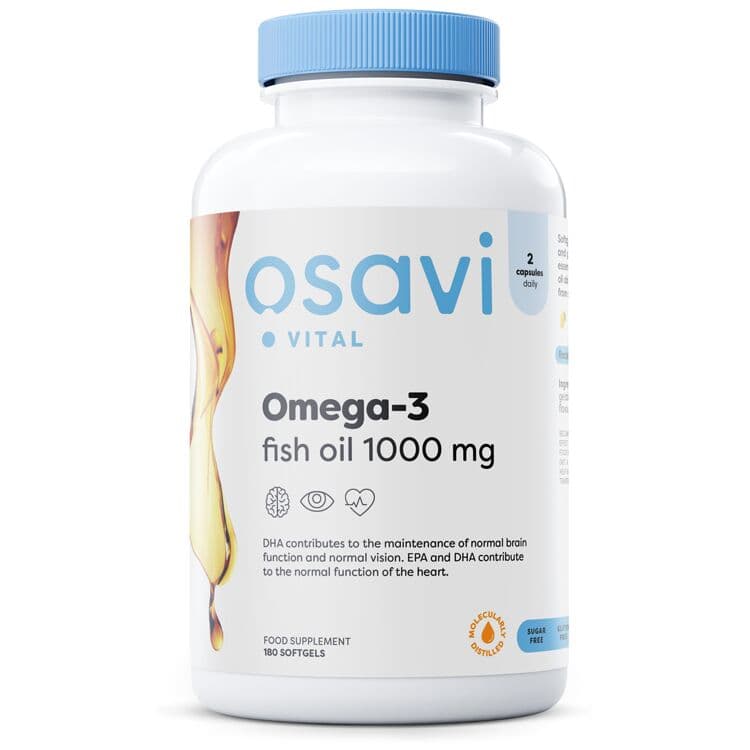 Omega-3 Fish Oil Molecularly Distilled, 1000mg (Lemon) – 180 softgels