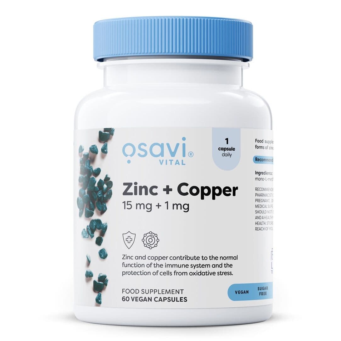 Zinc + Copper, 15mg + 1mg – 60 vegan caps