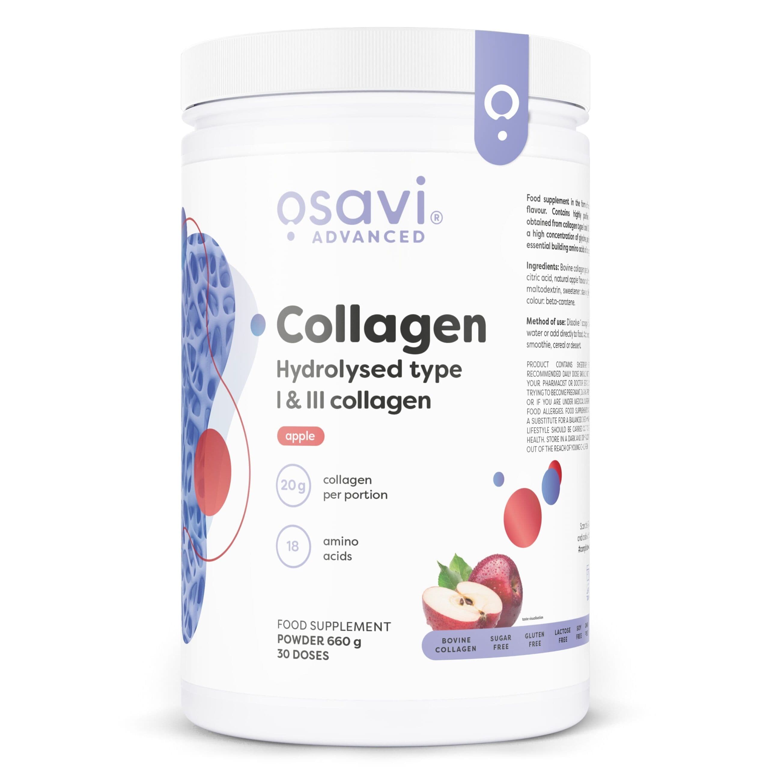 Collagen Hydrolysed Type I & III, Apple – 660g